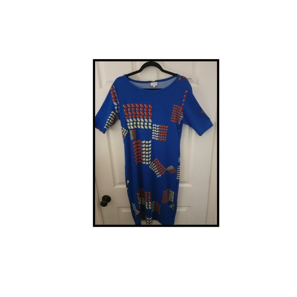 LuLaRoe Blue Julia Yellow, Blue Red Print Dress Never been worn, no tag